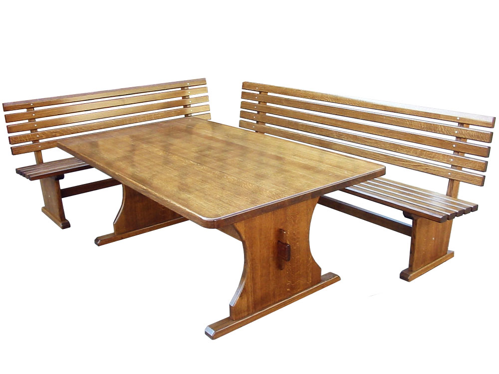 vrtna garnitura hrast masiv stol sa klupama