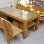 Vrtna garnitura hrast masiv sa stolicama i granitnom pločom