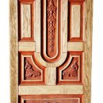 Hrastova masivna vrata crvena izrezbarena